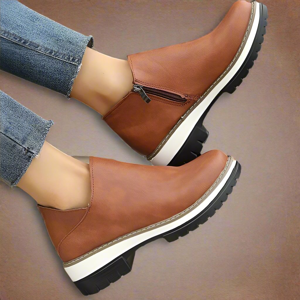Fenna™ - Casual Leren Enkellaarsjes
