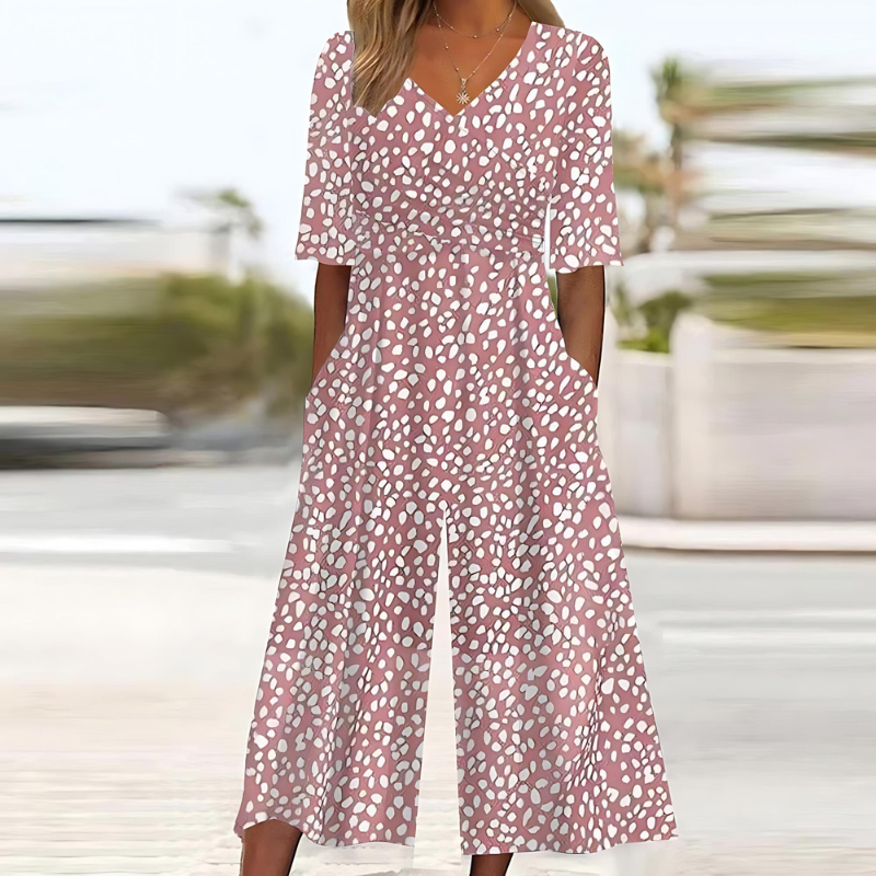 Kairi™ Elegante Roze V-hals Jumpsuit