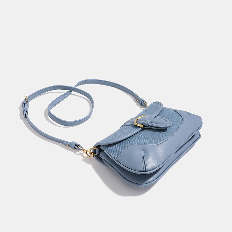 Livia | Retro Denim Blauwe Schoudertas voor Dames