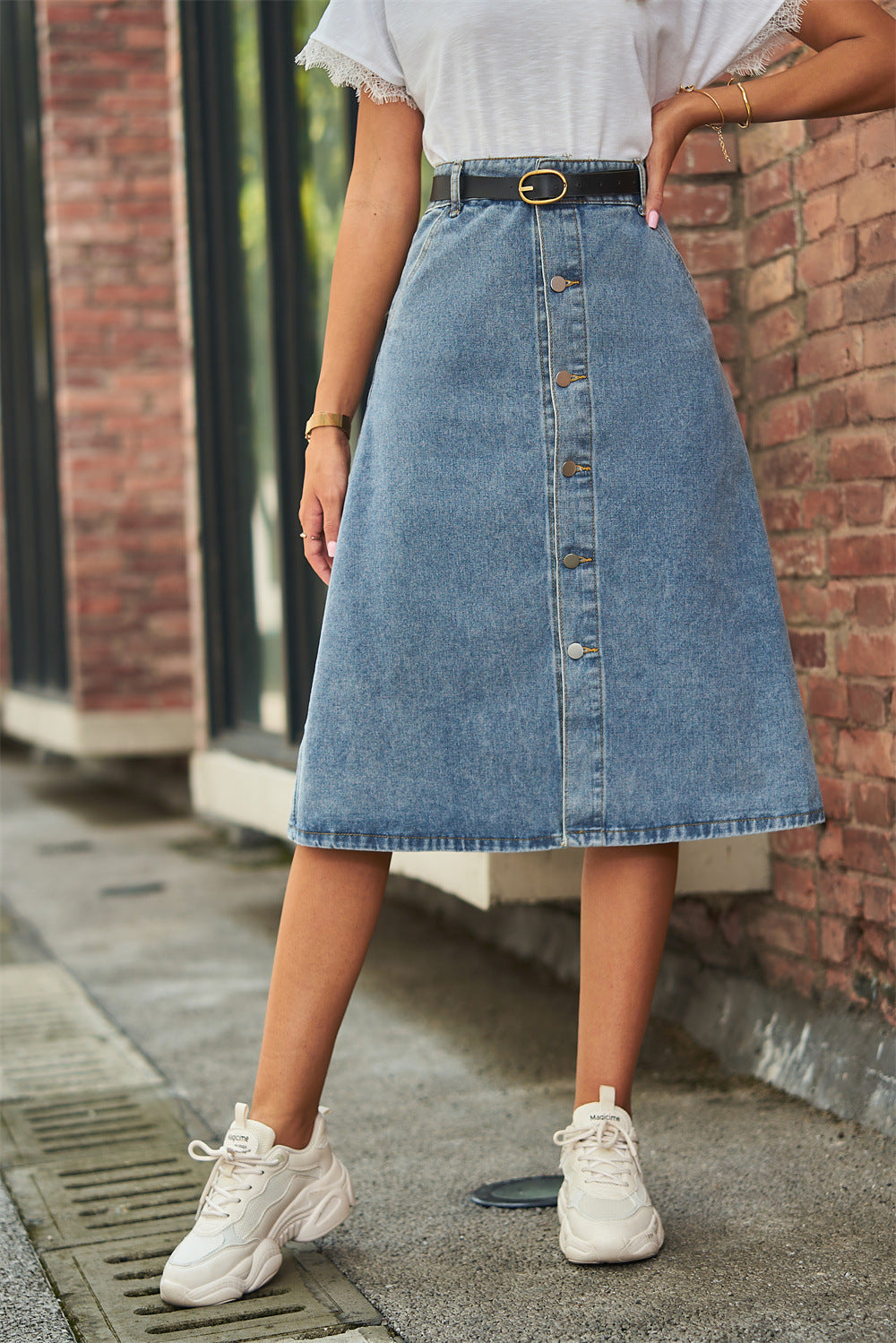 Lina | Gewassen Denim Lange Rok voor Dames