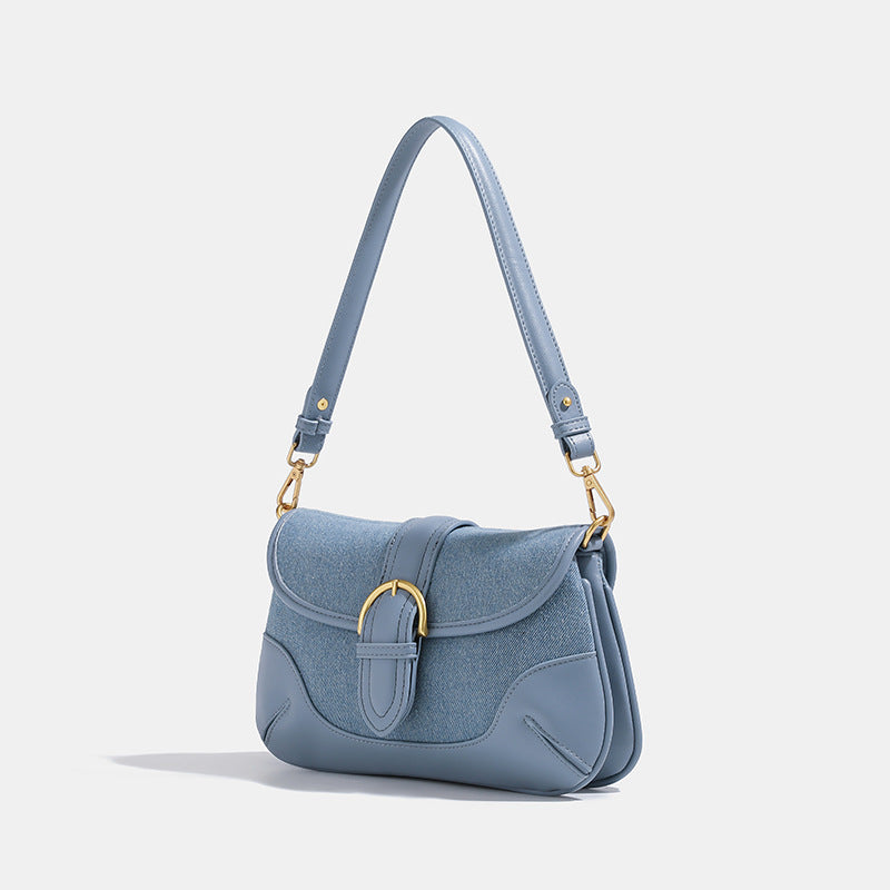 Livia | Retro Denim Blauwe Schoudertas voor Dames