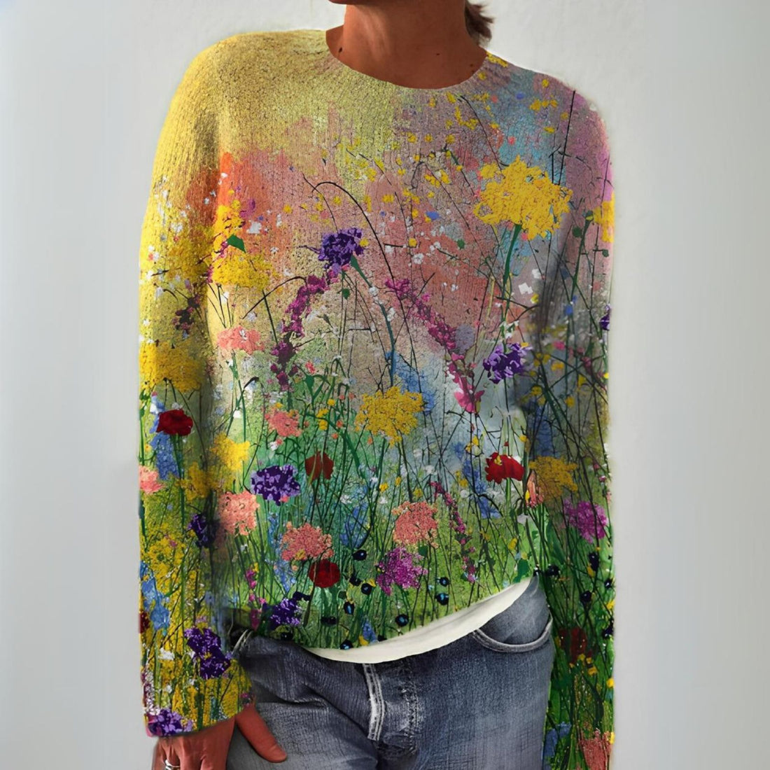 Mila™ | Knusse Trui met Bloemen Verfpatroon