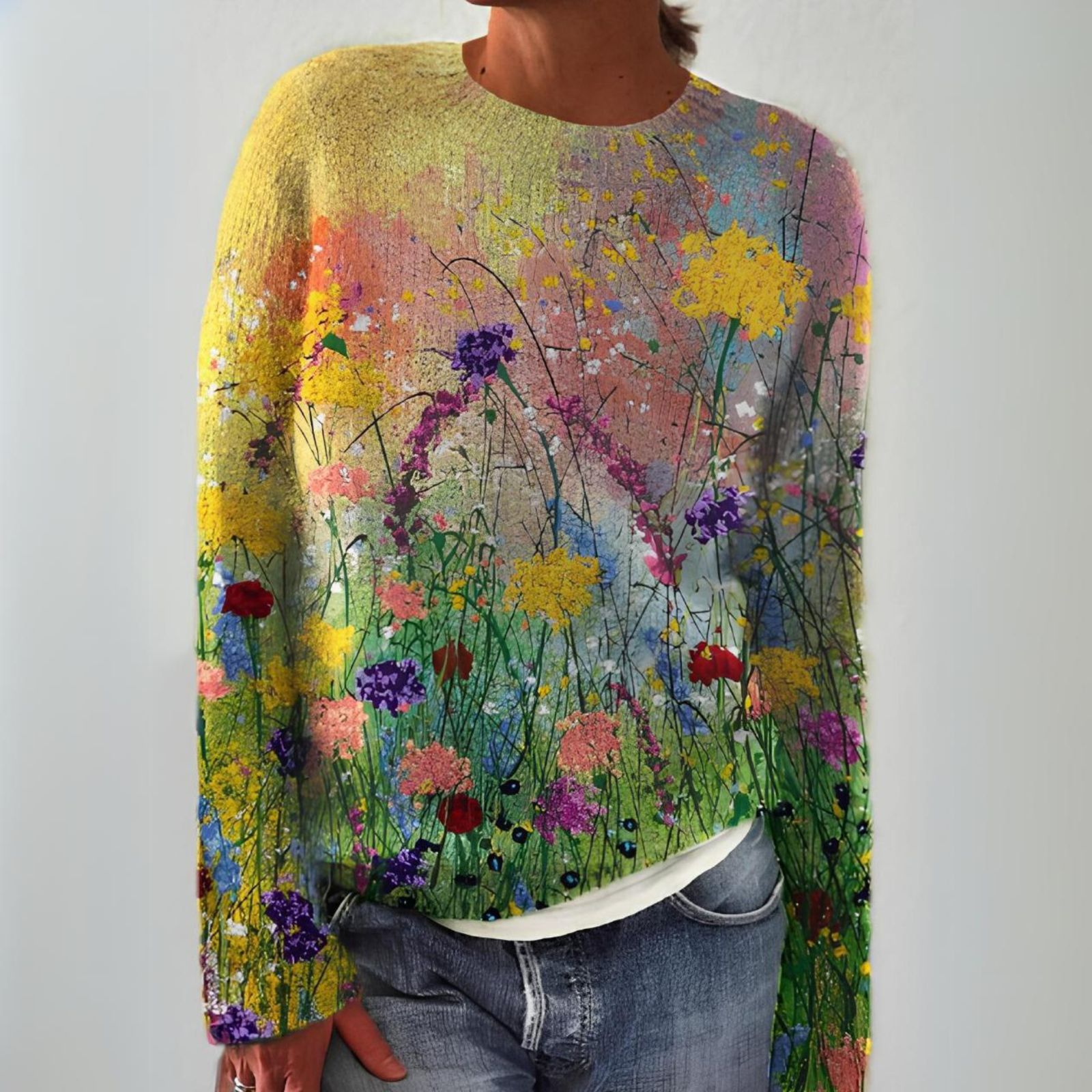 Mila™ | Knusse Trui met Bloemen Verfpatroon