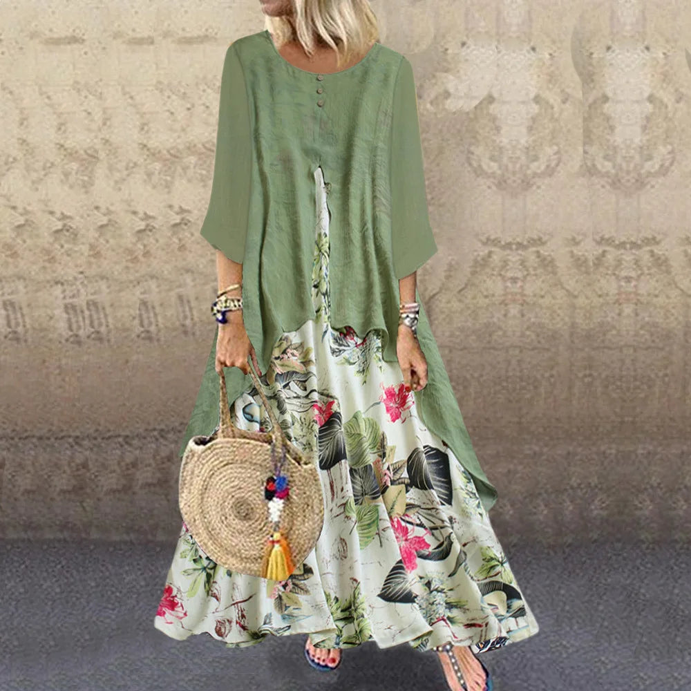 Anaïs™ - Vintage Zomerjurk met Bloemenpatroon