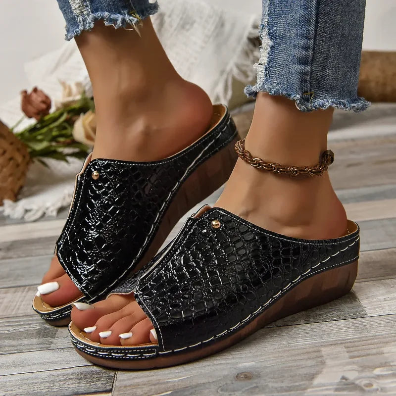 Paola™ - Klassieke Orthopedische Sleehak Sandalen