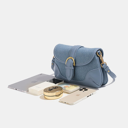 Livia | Retro Denim Blauwe Schoudertas voor Dames
